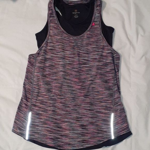 Tangerine Double Racerback Tank Tops‎ Pink SpaceDye - Picture 1 of 5